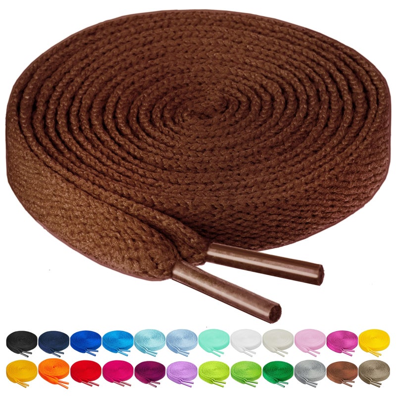 Birch Shoelaces in 27 Colors Flat 5/16" Shoe Laces in 4 Different Lengths (56"(142cm) XL, Chocolate) - Image 1